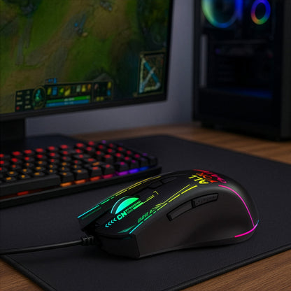 WOZINSKY Wired optical gaming mouse with backlight, 7 buttons, 7200 DPI RGB - black – image 7