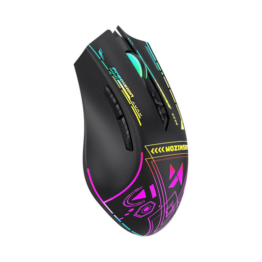 WOZINSKY Wireless optical gaming mouse with rechargeable battery and RGB lighting 3200 DPI - black