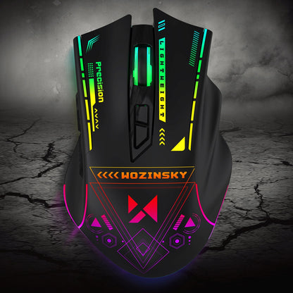 WOZINSKY Wireless optical gaming mouse with rechargeable battery and RGB lighting 3200 DPI - black – image 9