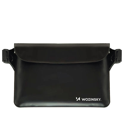 WOZINSKY Waterproof PVC waist bag for phone, documents - black