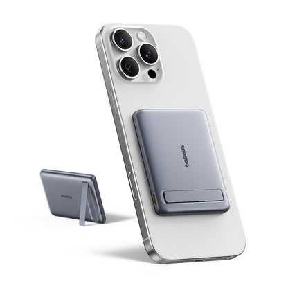 BASEUS Ultra-thin 5000mAh powerbank with cable stand PicoGo AM31 Qi2 MagSafe 20W - gray – image 2