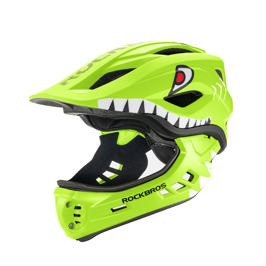 ROCKBROS Children's bicycle helmet with detachable visor, size M 54-58cm - green shark
