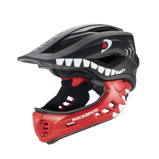ROCKBROS Children's bicycle helmet with detachable visor, size M 54-58cm - black shark