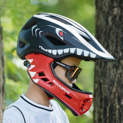 ROCKBROS Children's bicycle helmet with detachable visor, size S 48-52cm - black shark – image 2