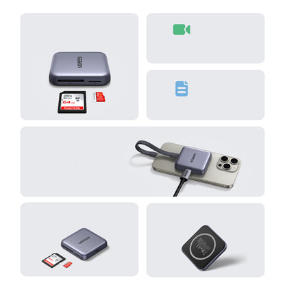 UGREEN Memory card reader with magnetic charger 3in1 100W PD - gray – image 7