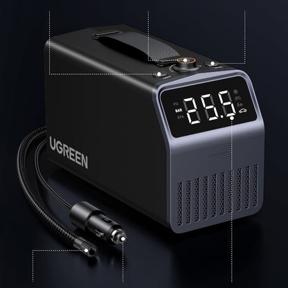 UGREEN Electric car tire pump with display 150 PSI 3x4500mAh 12V - gray – image 8