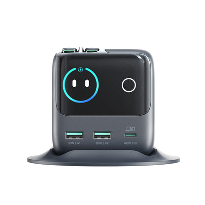 JOYROOM Desktop charger 5 ports 2 retractable GaN cables 140W - gray – image 2
