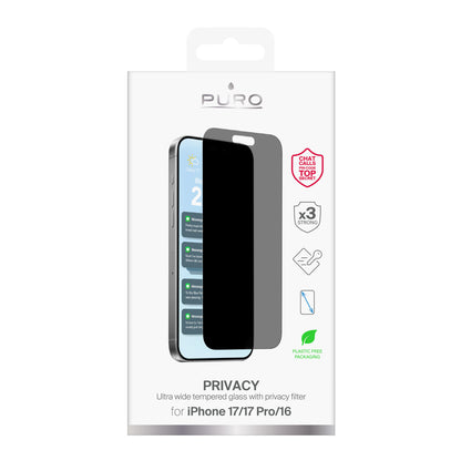 PURO Privacy Tempered Glass for iPhone 17 / iPhone 17 Pro / iPhone 16 Privacy – image 2