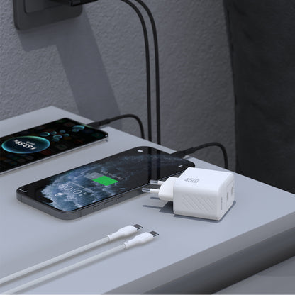 DUDAO 2xUSB-C mains charger with USB-C GaN PD 45W cable - white – image 3