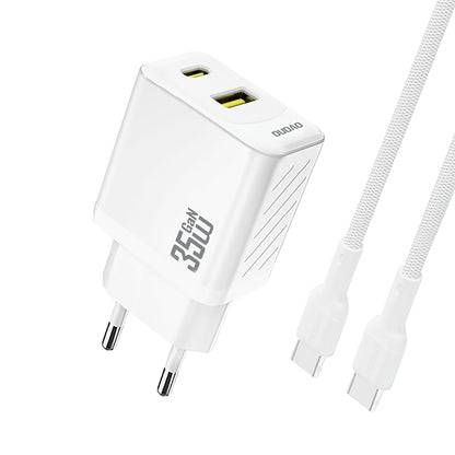 DUDAO USB-A USB-C wall charger with USB-C PD QC 35W cable - white