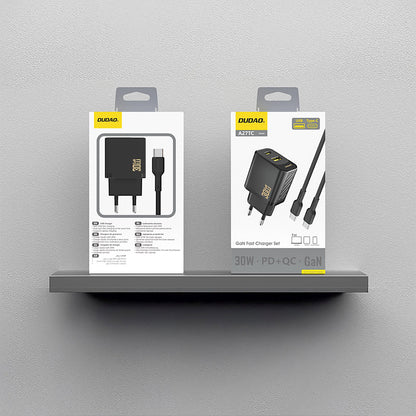 DUDAO USB-C wall charger with USB-C GaN PD 25W cable - black – image 9