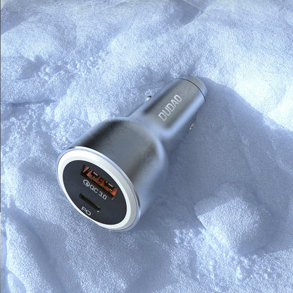 DUDAO USB-A USB-C PD QC LED car charger 120W - gray – image 5