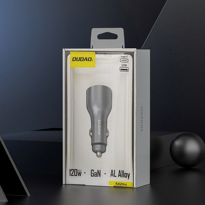 DUDAO USB-A USB-C PD QC LED car charger 120W - gray – image 7