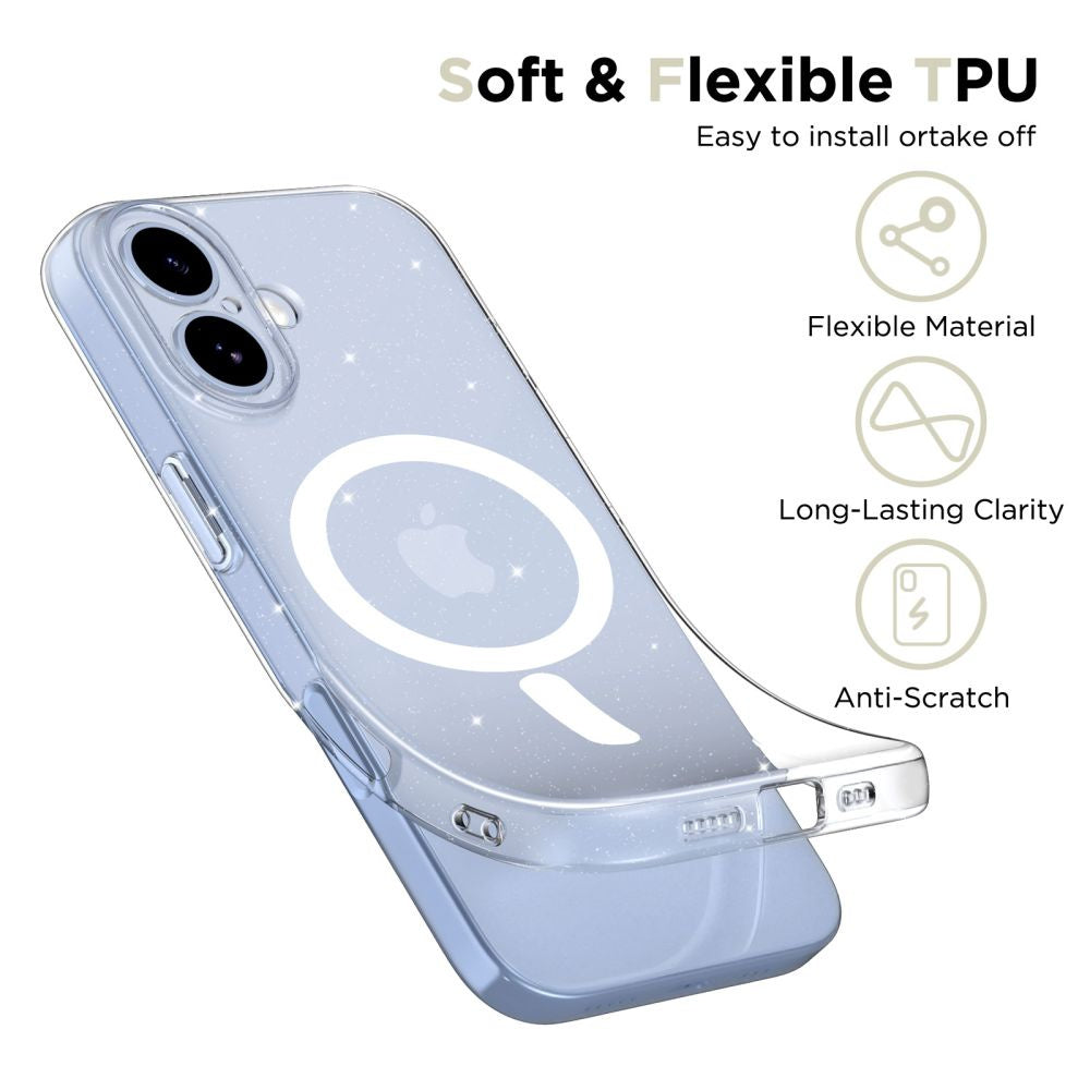 Tech-Protect Protective case for iPhone 17 FlexAir MagSafe - transparent and glitter – image 3