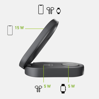 SBS 3in1 wireless foldable charging station for iPhone Apple Watch AirPods QI2 MFI - black – image 3