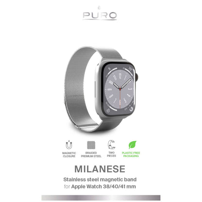 PURO Stainless Steel Strap for Apple Watch 42 44 45 49 mm Milanese - Silver – image 12