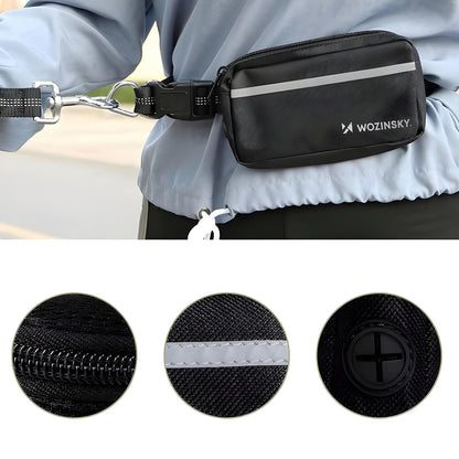 WOZINSKY Waist belt for running with a dog with a pouch and elastic leash - black – image 3