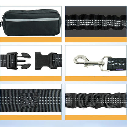 WOZINSKY Waist belt for running with a dog with a pouch and elastic leash - black – image 6