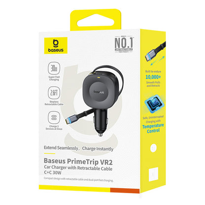 BASEUS USB-C car charger with retractable USB-C 30W cable - black – image 7