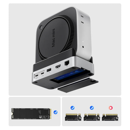 ORICO 10-in-1 docking station for Mac mini M.2 USB-C USB-A HDMI RJ45 SD/TF - silver – image 4