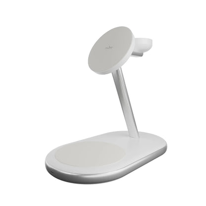 PURO 3-in-1 wireless charger for smartwatch, Qi2 MagSafe headphones - white – image 2