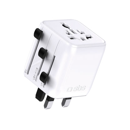 SBS Travel adapter for EU UK US AUS sockets - white