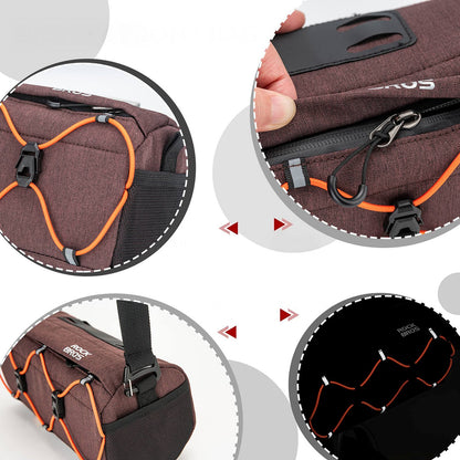 ROCKBROS Bicycle handlebar bag with strap 2.2L - brown – image 5