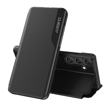 HURTEL Case with flap and stand for Samsung Galaxy S24 FE Eco Leather View Case - black