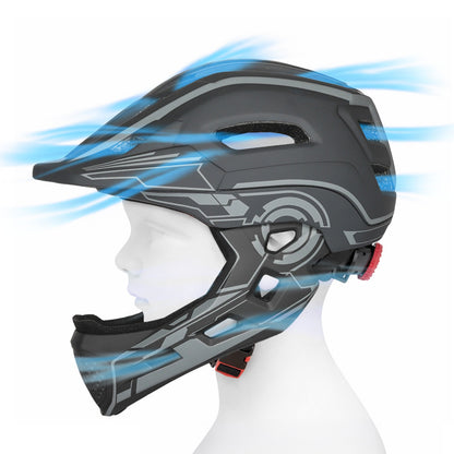 WOZINSKY Children's fullface bicycle helmet with USB rear light, 52-56 cm - gray – image 6