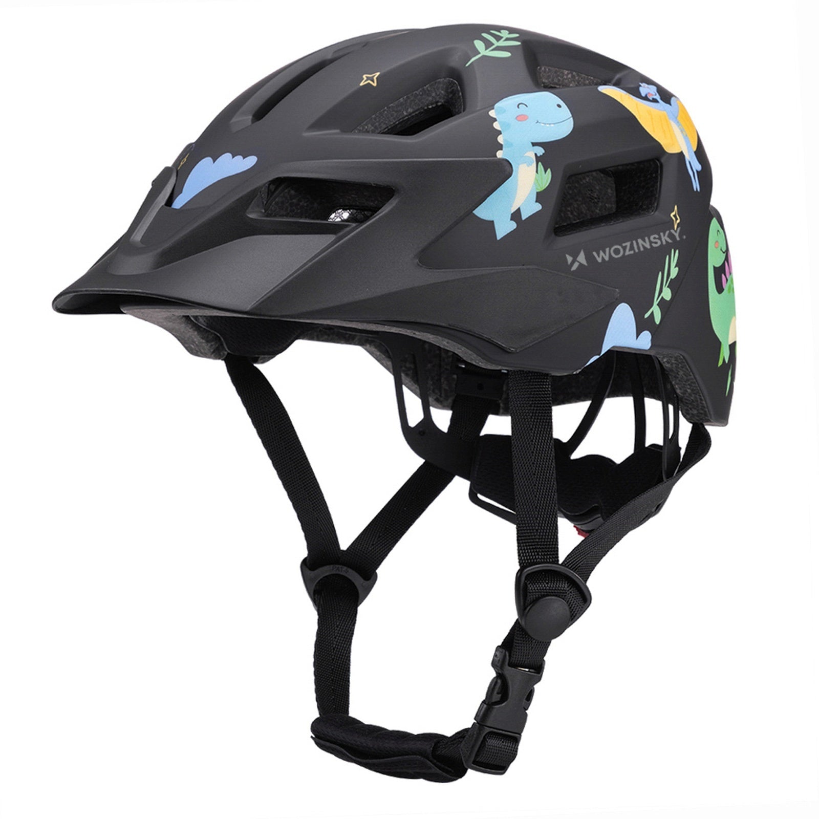 WOZINSKY Children's MTB bicycle helmet with detachable visor 48-52 cm - black