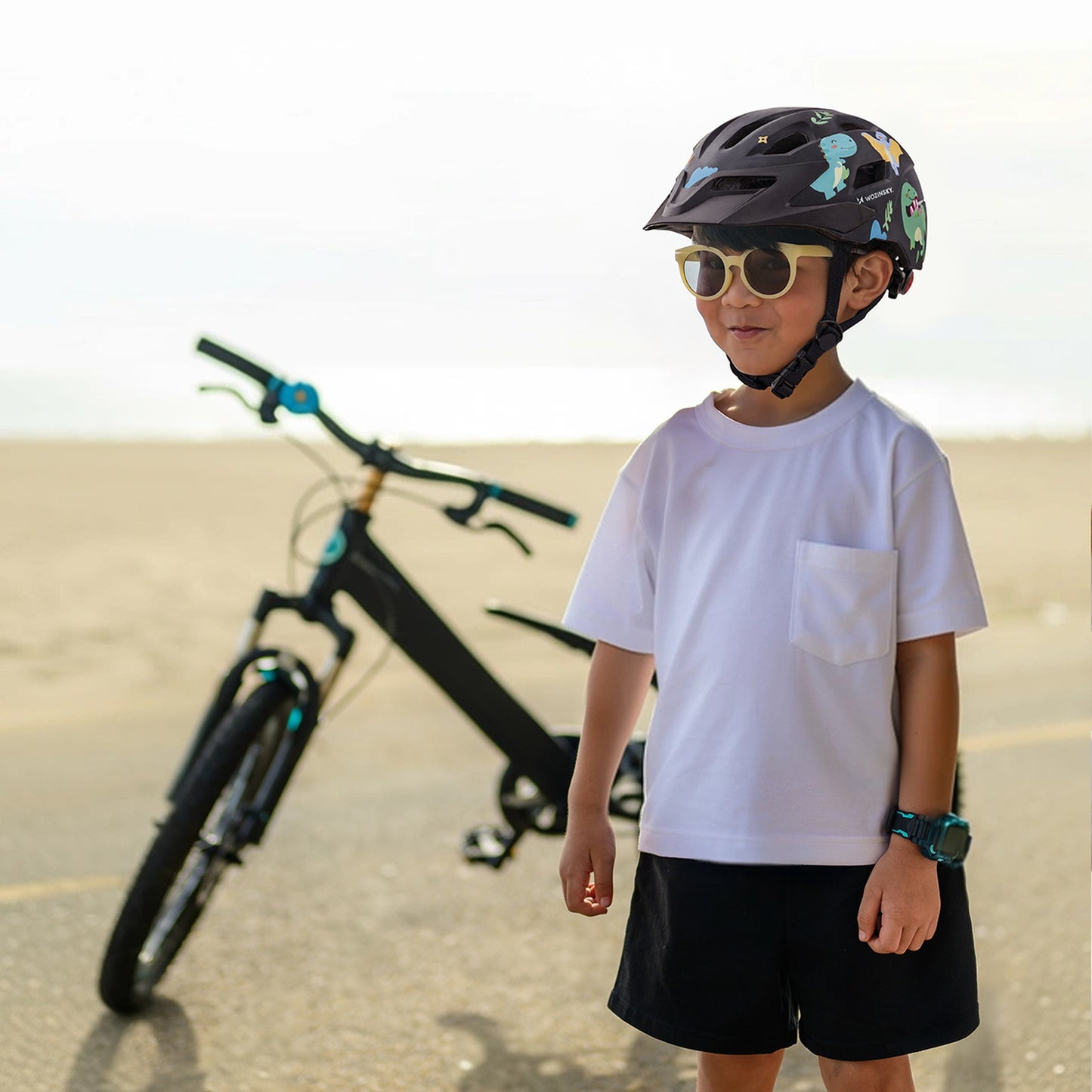 WOZINSKY Children's MTB bicycle helmet with detachable visor 48-52 cm - black – image 6