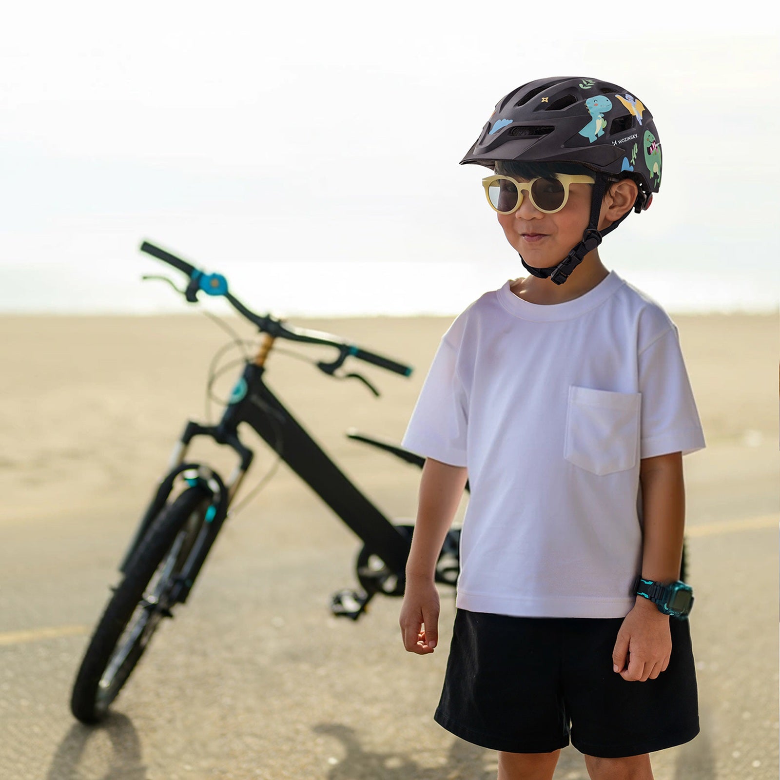 WOZINSKY Children's MTB bicycle helmet with detachable visor 48-52 cm - black – image 6