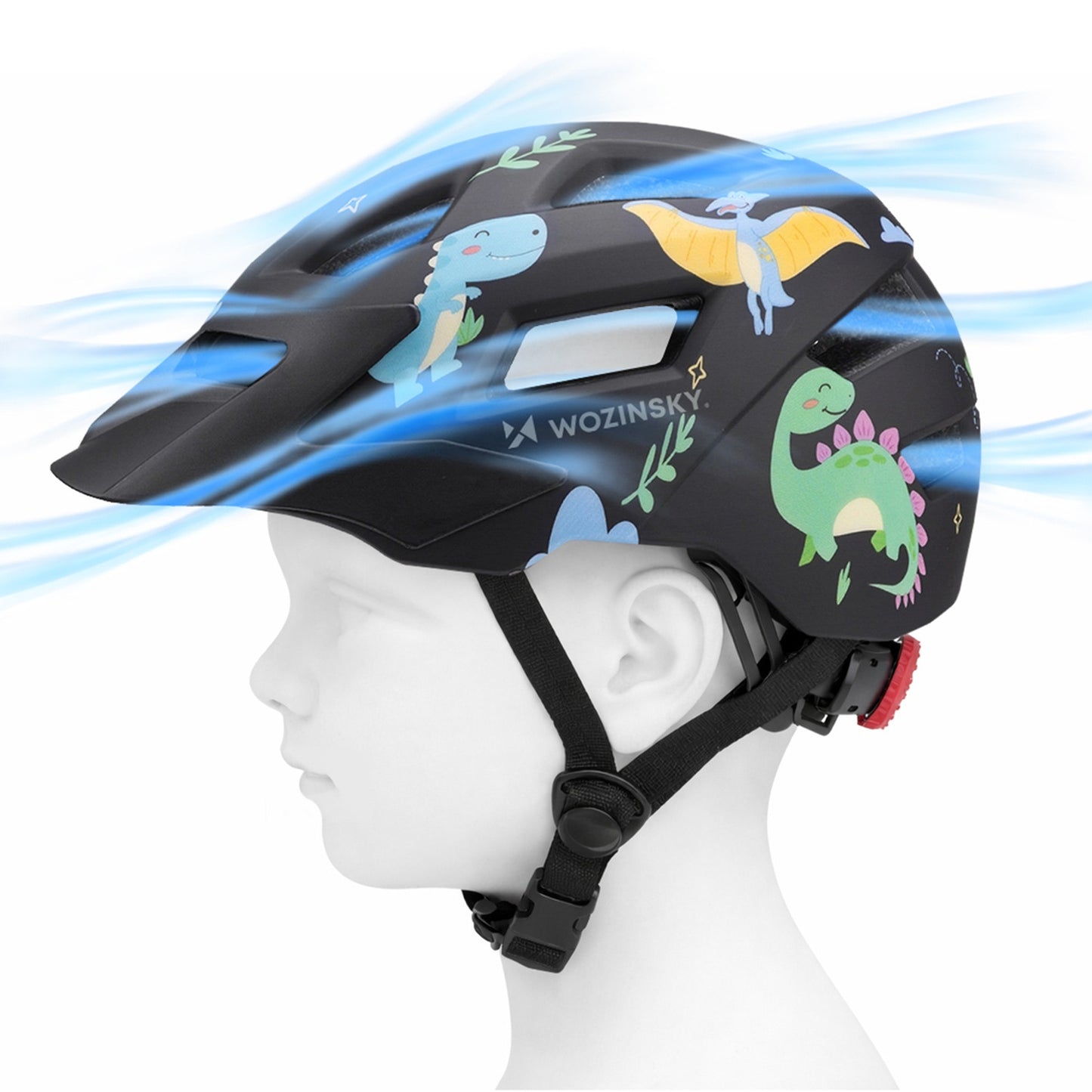 WOZINSKY Children's MTB bicycle helmet with detachable visor 48-52 cm - black – image 14