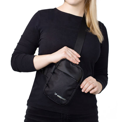 WOZINSKY Mini waterproof two-compartment shoulder bag for a unisex phone - black – image 9