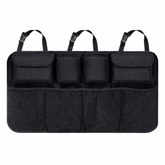 WOZINSKY Large car organizer for the rear seat backrest and trunk - black