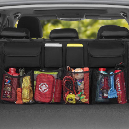 WOZINSKY Large car organizer for the rear seat backrest and trunk - black – image 2