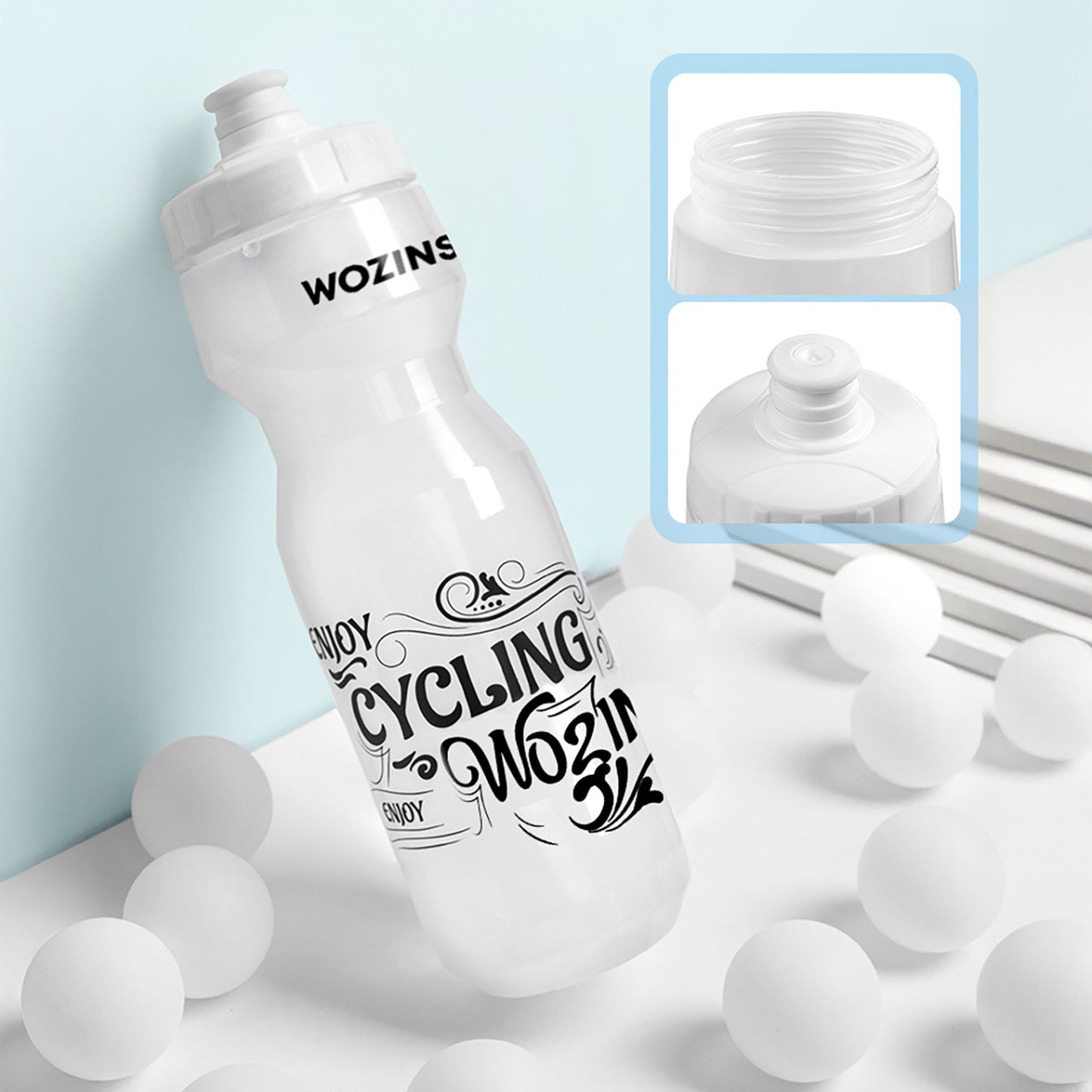 HURTEL Bicycle bottle for water and drinks 750ml - transparent – image 3
