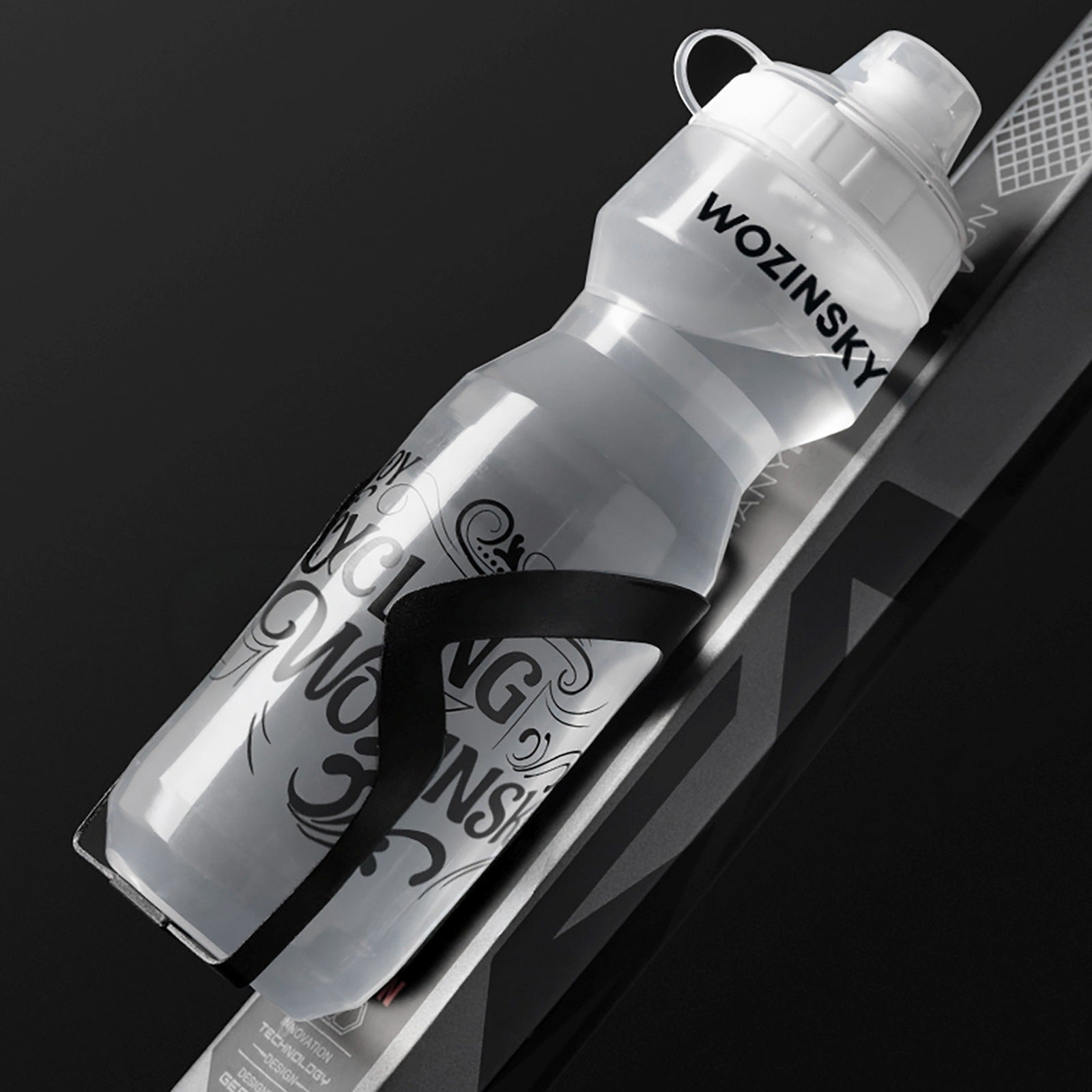 HURTEL Bicycle bottle for water and drinks 750ml - transparent – image 5