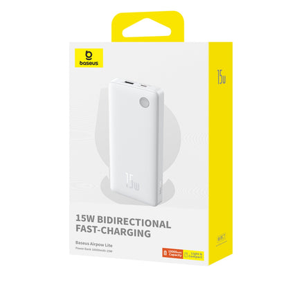 BASEUS Powerbank 10000mAh 15W Airpow Lite with USB-A - USB-C cable 30cm - white – image 4