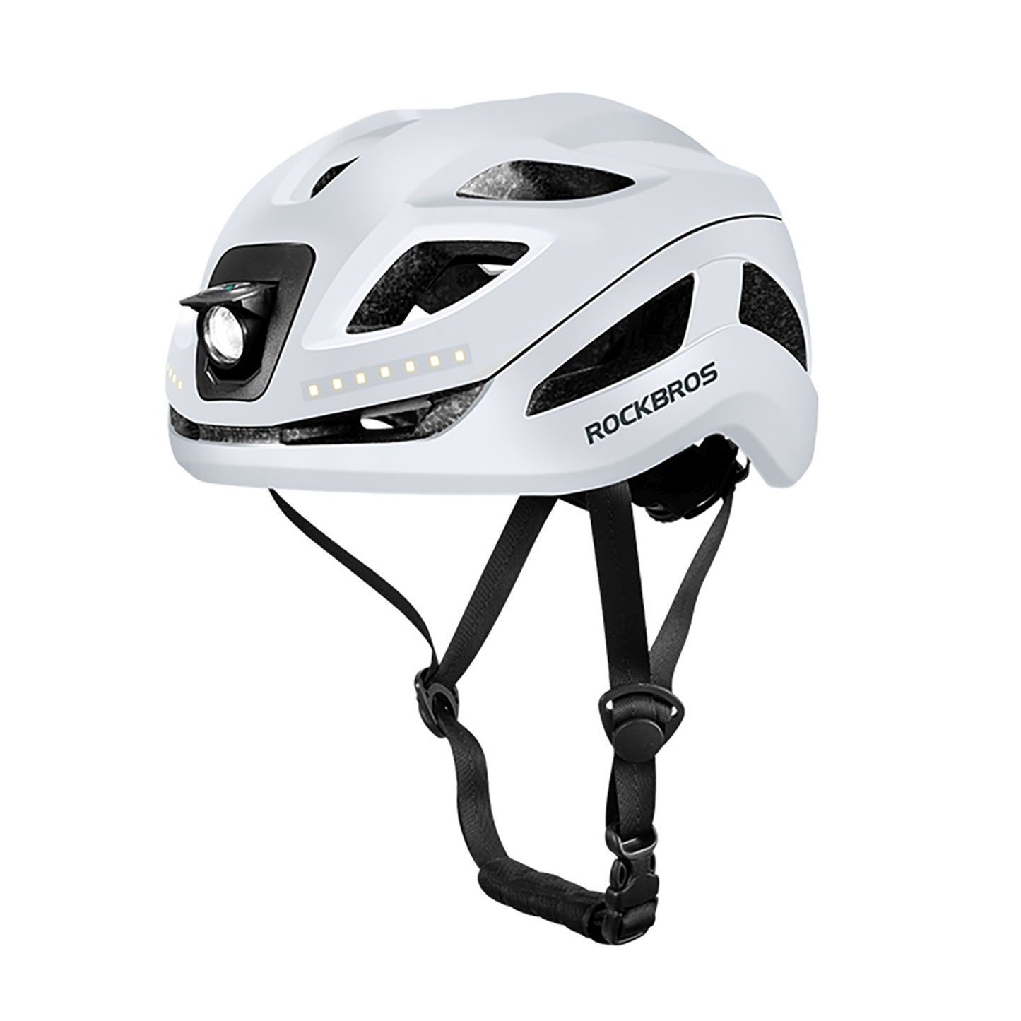 ROCKBROS Bicycle helmet with integrated omni-directional lighting USB-C 57-61 cm - white