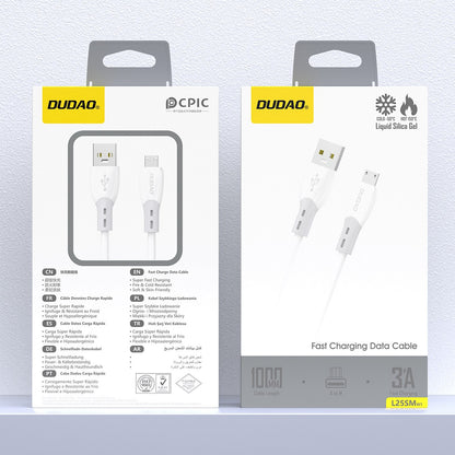 DUDAO Cable with silicone braid USB-A - micro USB L25SM 3A 1m - white – image 2