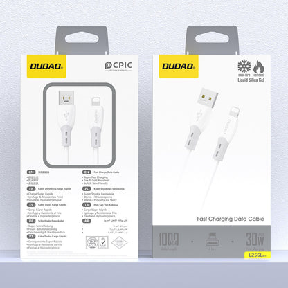 DUDAO Cable with silicone braid USB-A - iPhone Lightning L25SL 30W 1m - white – image 2
