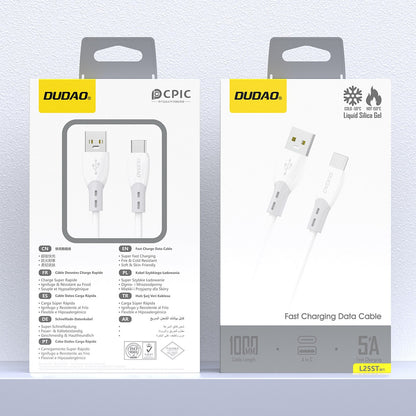 DUDAO Cable with silicone braid USB-A - USB-C L25ST 5A 1m - white – image 2