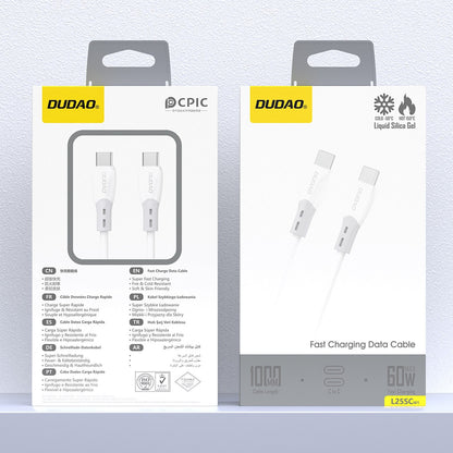 DUDAO Cable with silicone braid USB-C L25SC 60W 1m - white – image 2