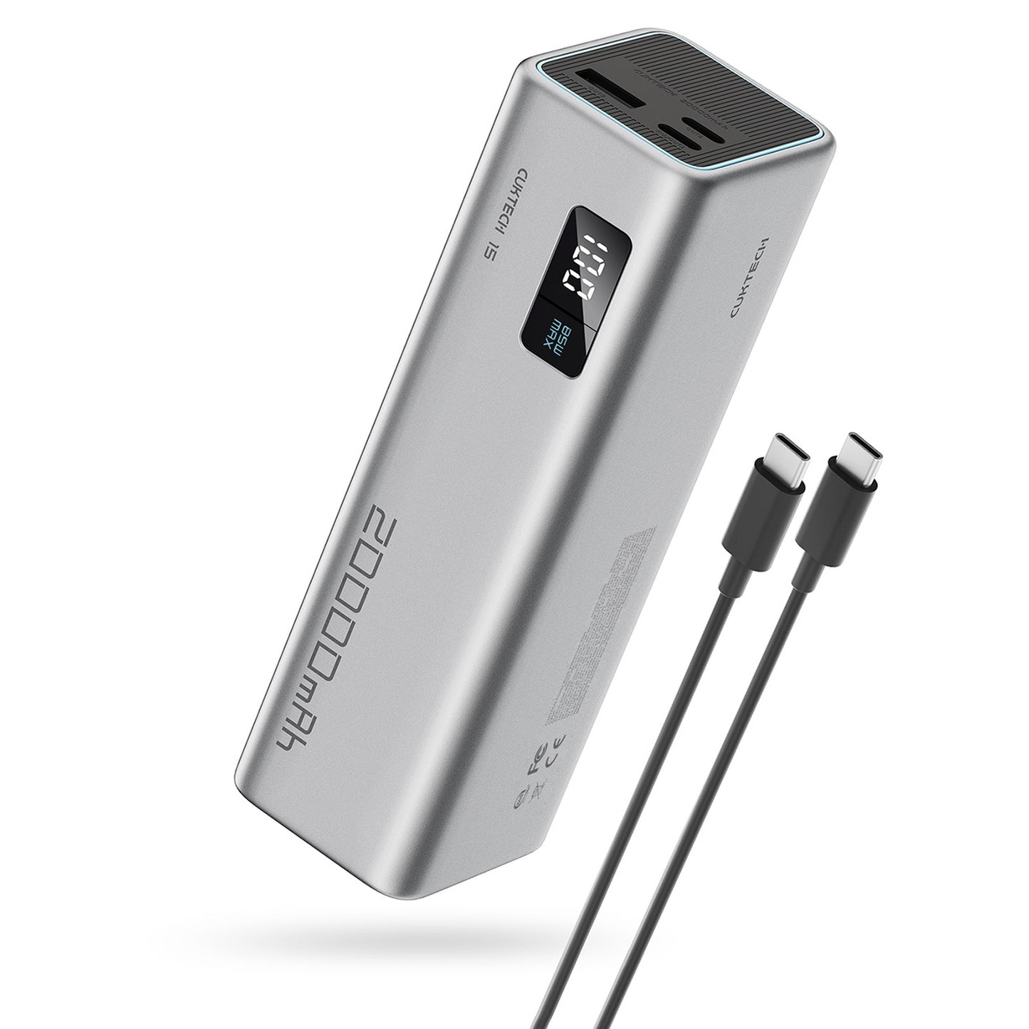 CUKTECH Powerbank 20000mAh USB-C USB-A 100W - gray
