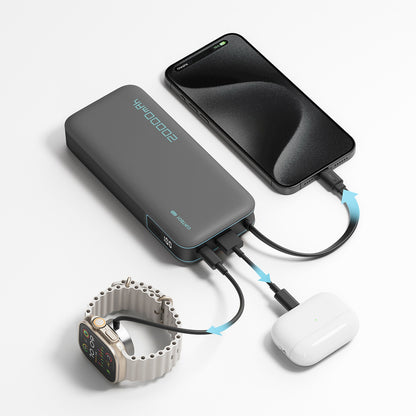 CUKTECH Powerbank 20000mAh USB-A USB-C with built-in USB-C cable 55W - gray – image 3