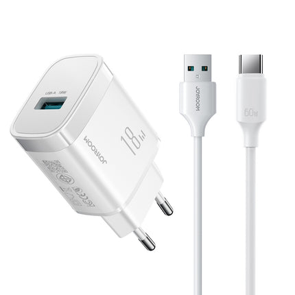 JOYROOM USB-A 18W wall charger with USB-A - USB-C cable 1m - white