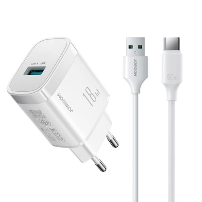JOYROOM USB-A 18W wall charger with USB-A - USB-C cable 1m - white
