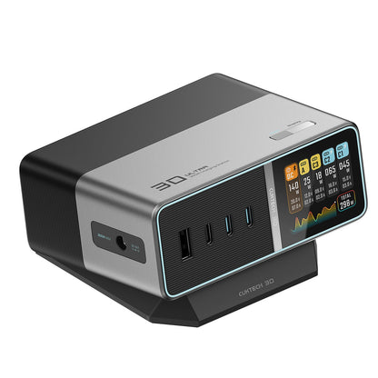 CUKTECH 5-in-1 charging station with digital display USB-A USB-C 300W - silver