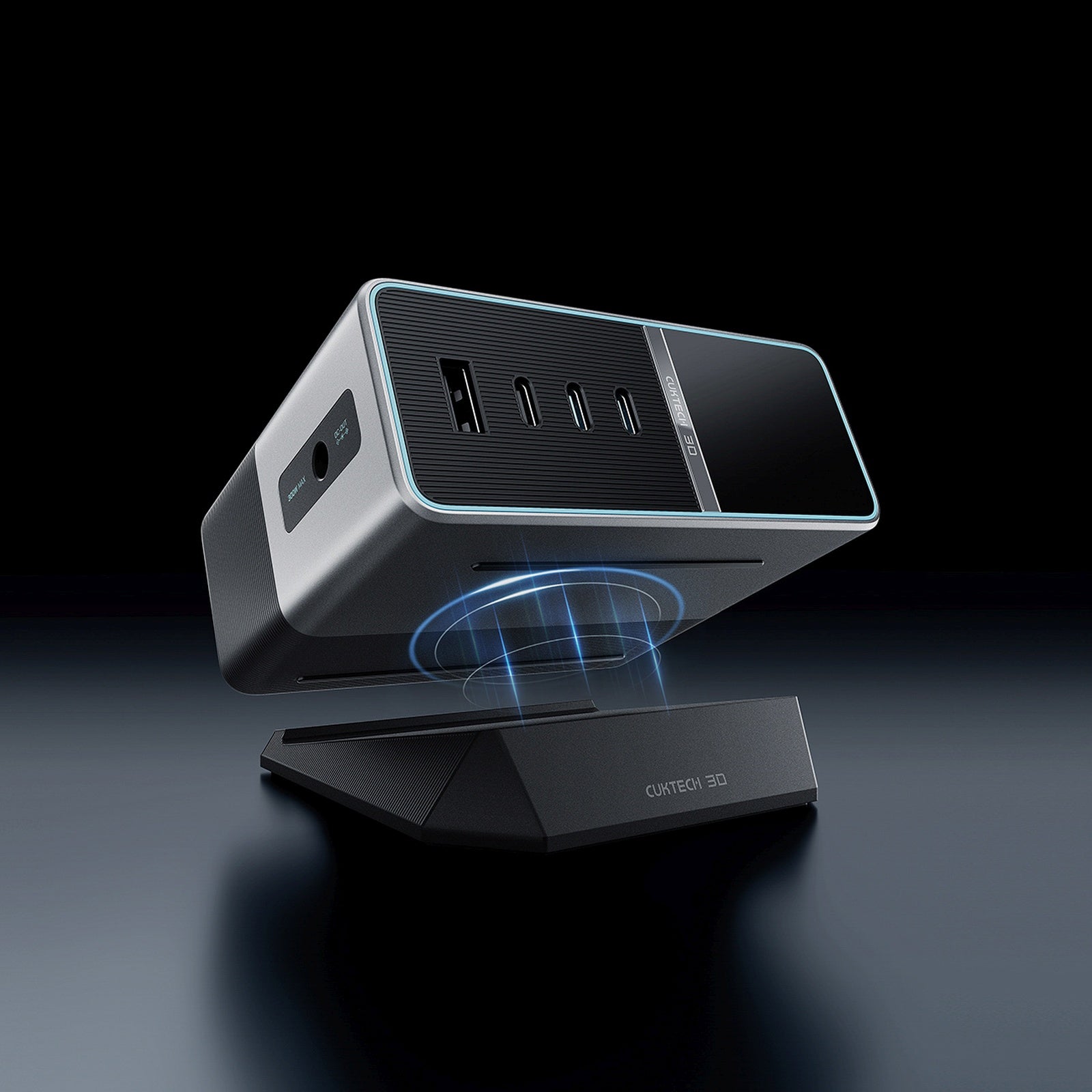 CUKTECH 5-in-1 charging station with digital display USB-A USB-C 300W - silver – image 9